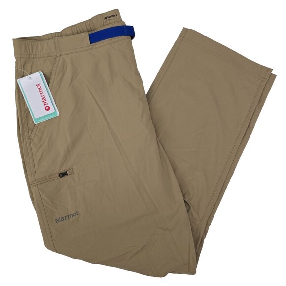 Marmot Arch Rock Pants Men's 40 Khaki Nylon Hiking Belted Outdoor Lightweight - Picture 2 of 10